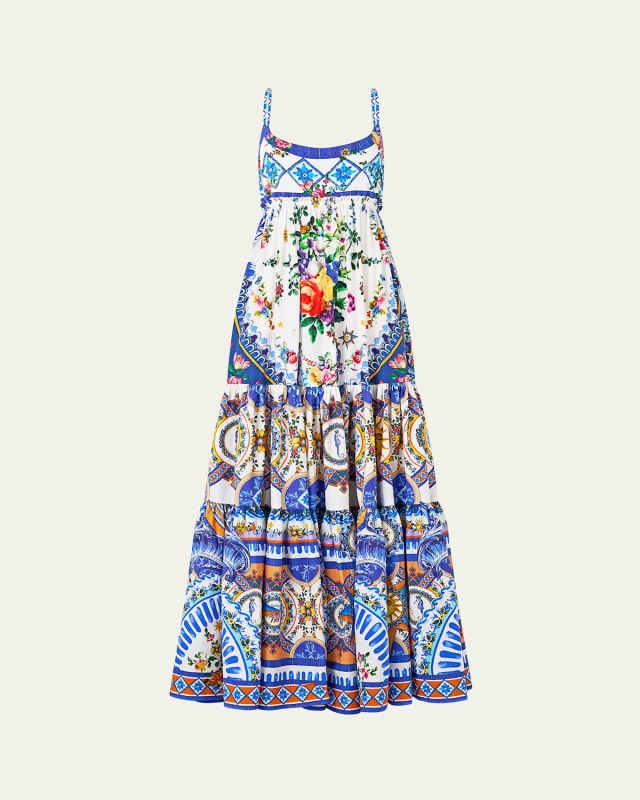Tiles Darls Long Dress with Jersey Bodic